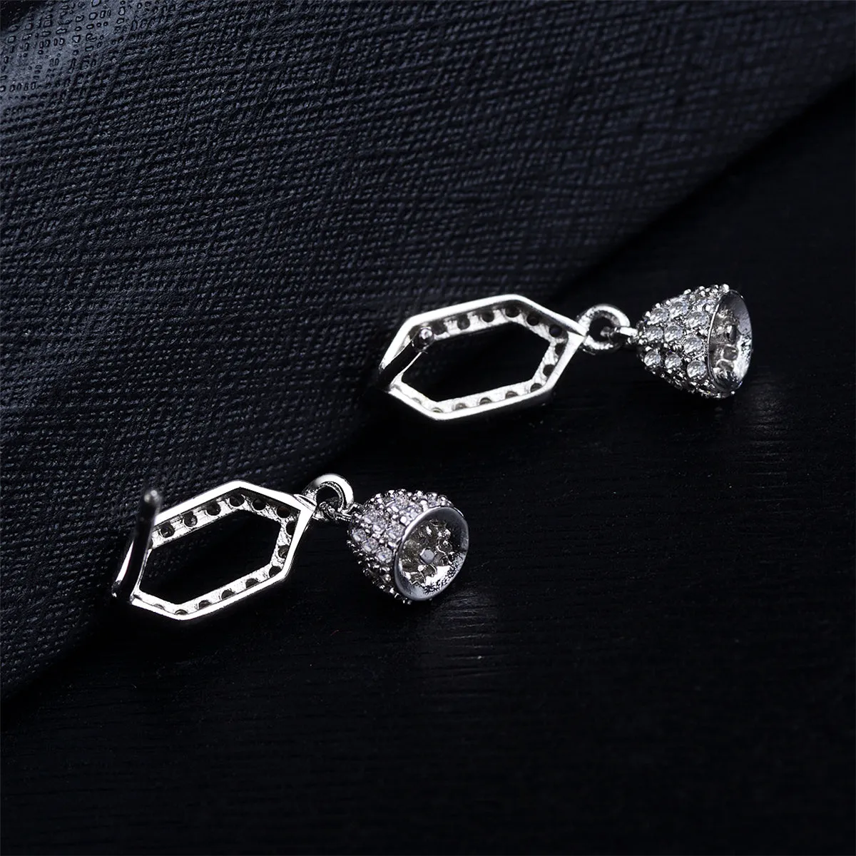 Cubic Zirconia & Silver-Plated Bell Drop Earrings