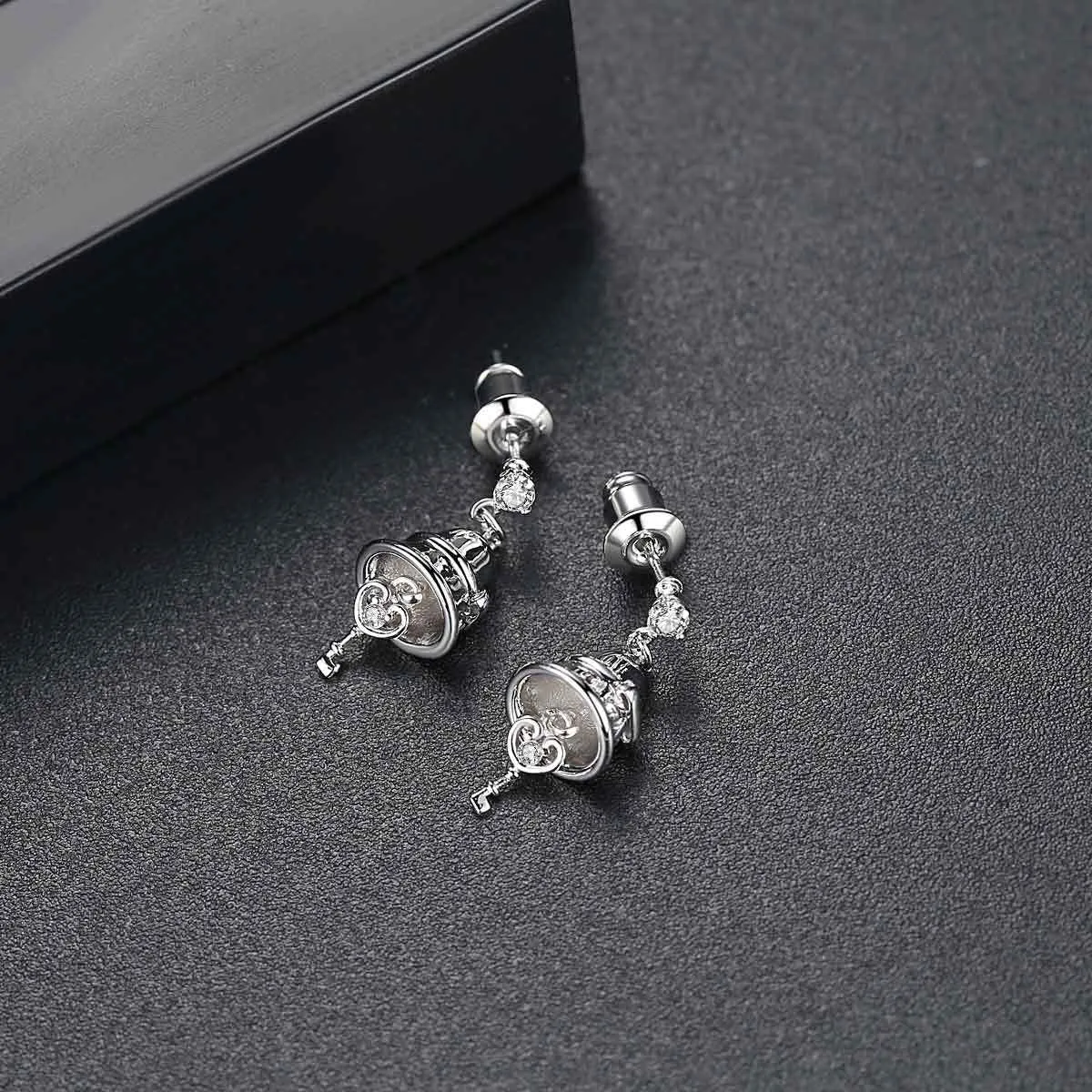 Cubic Zirconia & Silver-Plated Jingle Bell Drop Earrings
