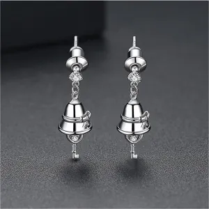 Cubic Zirconia & Silver-Plated Jingle Bell Drop Earrings