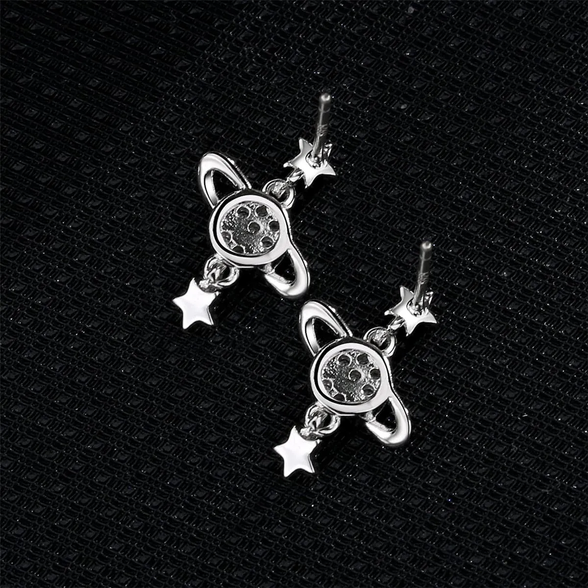 Cubic Zirconia & Silver-Plated Planet Drop Earrings