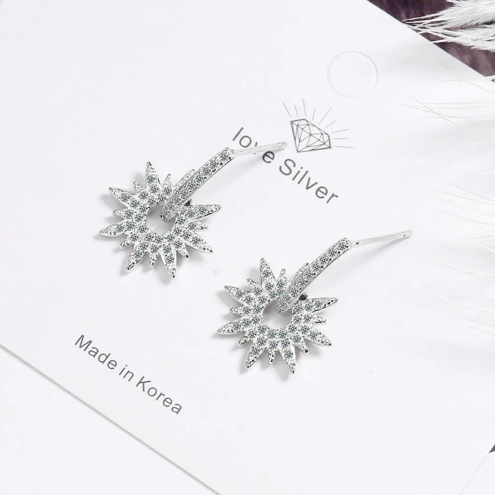 Cubic Zirconia & Silver-Plated Sun Drop Earrings