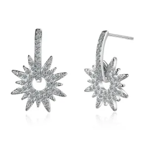 Cubic Zirconia & Silver-Plated Sun Drop Earrings