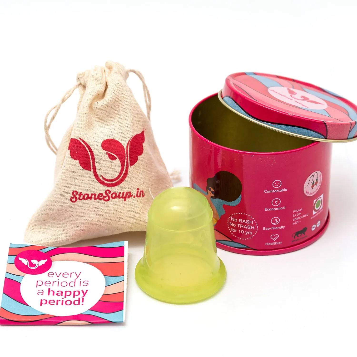 Cup and Pad Combo: Soft Menstrual Cup with 2 Cloth Panty Liners