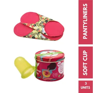 Cup and Pad Combo: Soft Menstrual Cup with 2 Cloth Panty Liners