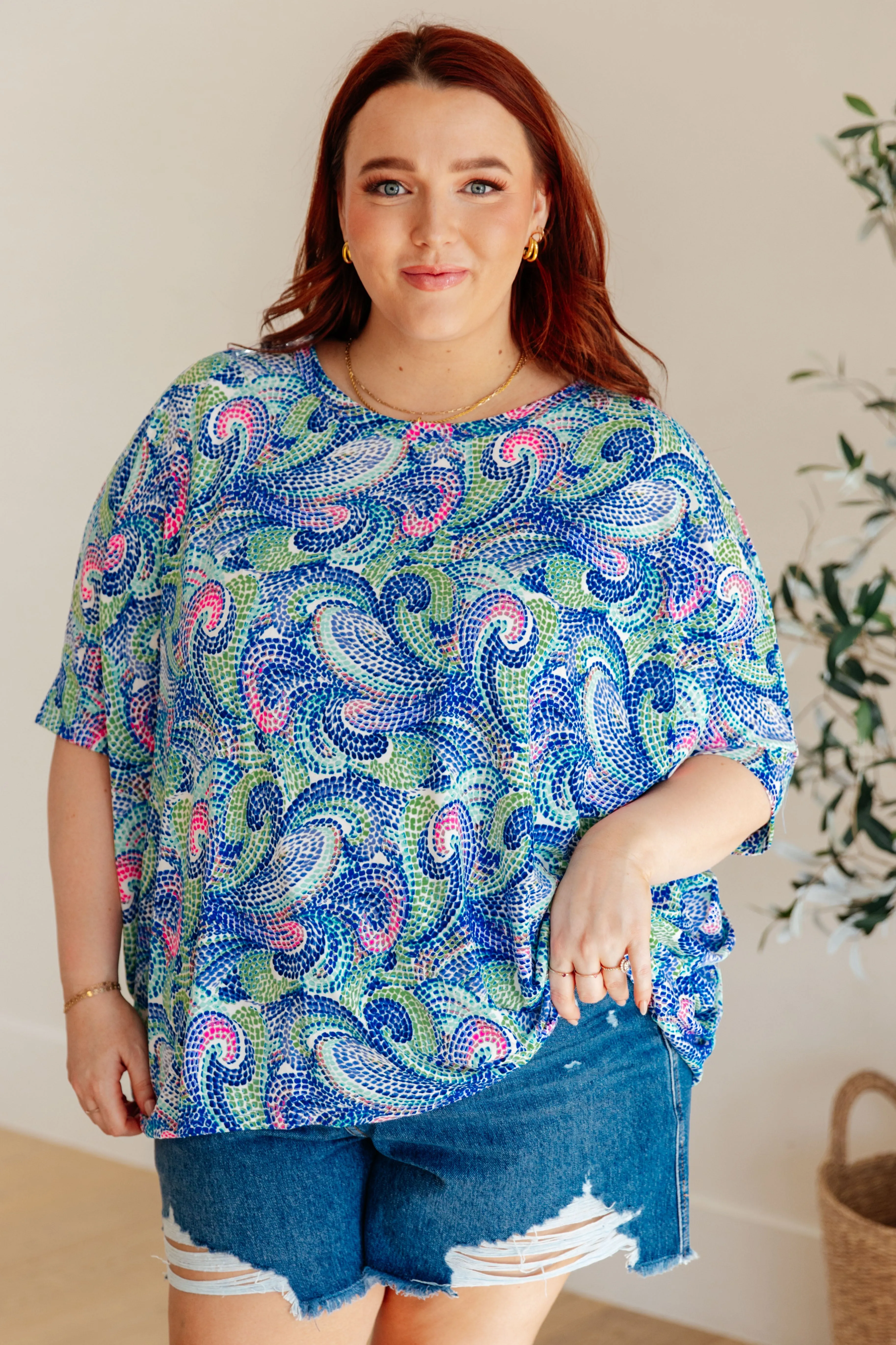 Dear Scarlett Painted Blue Mix Essential Blouse