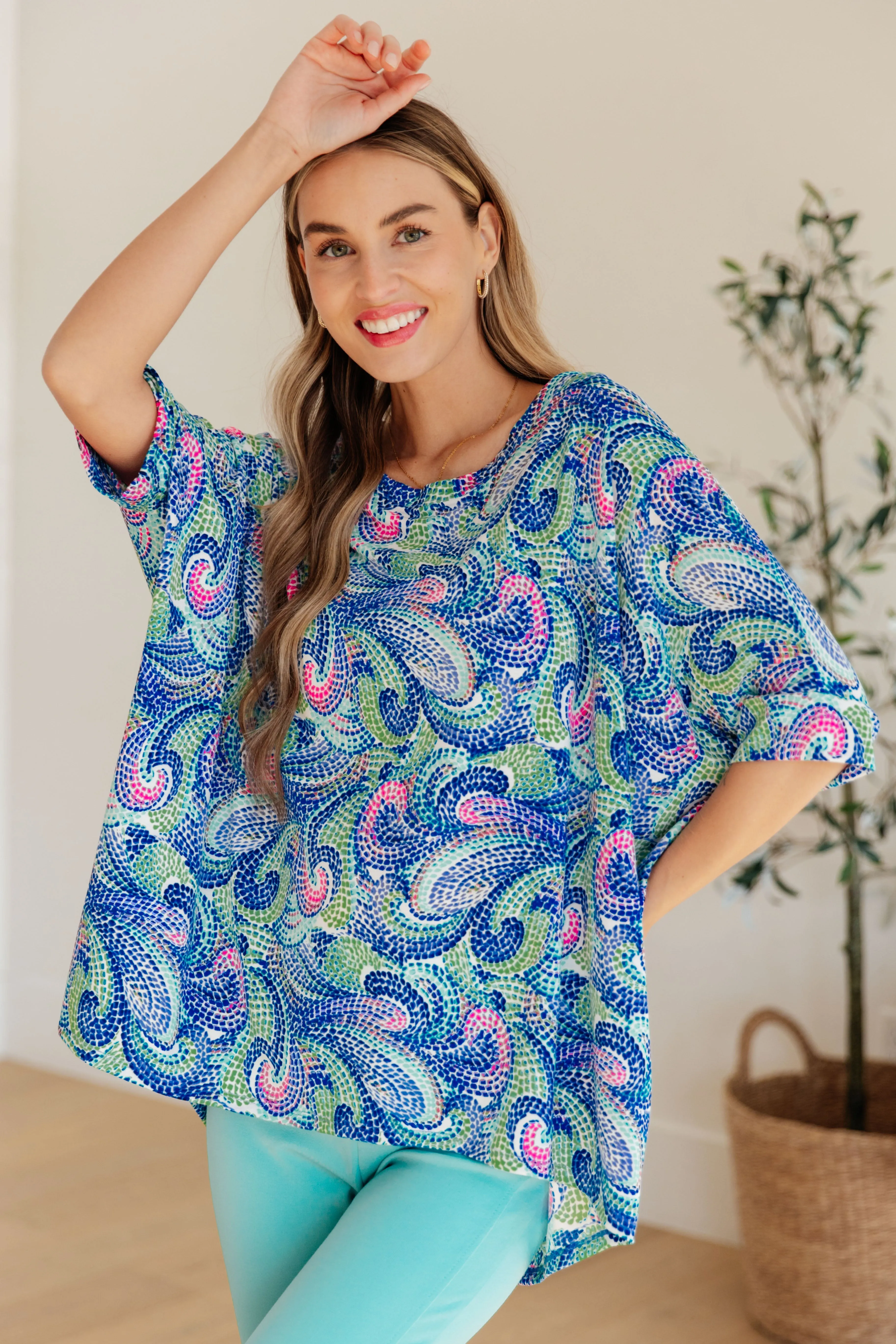 Dear Scarlett Painted Blue Mix Essential Blouse