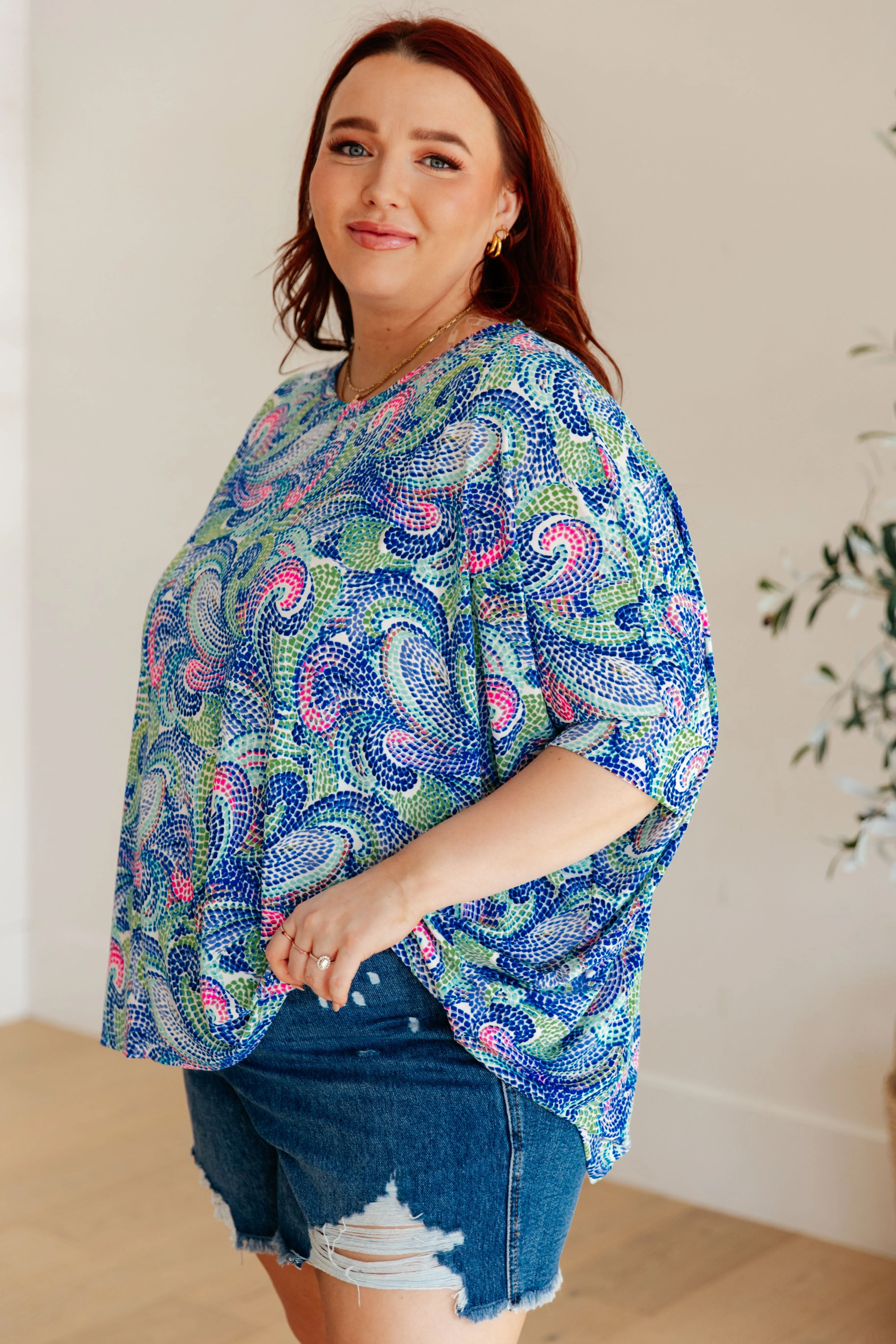 Dear Scarlett Painted Blue Mix Essential Blouse