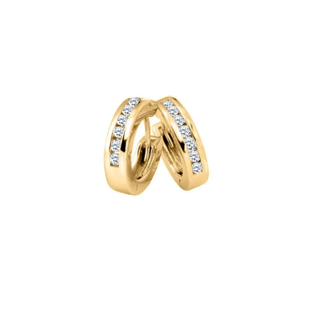Diamond Classic Huggies set with 0.33tdw in 10K Yellow Gold