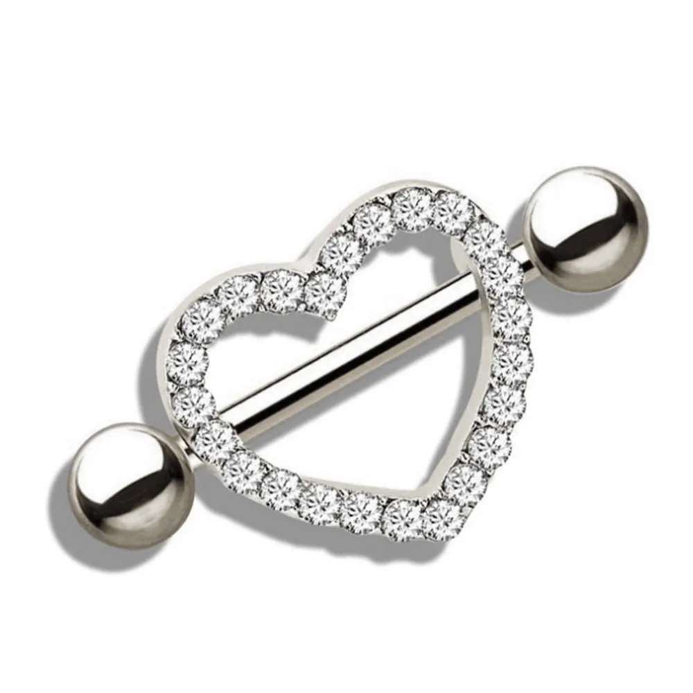 Diamond Heart Shape Nipple Shield Ring