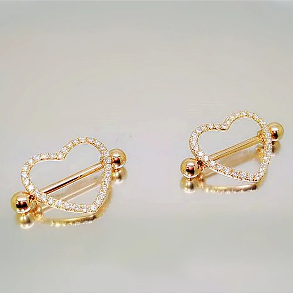 Diamond Heart Shape Nipple Shield Ring