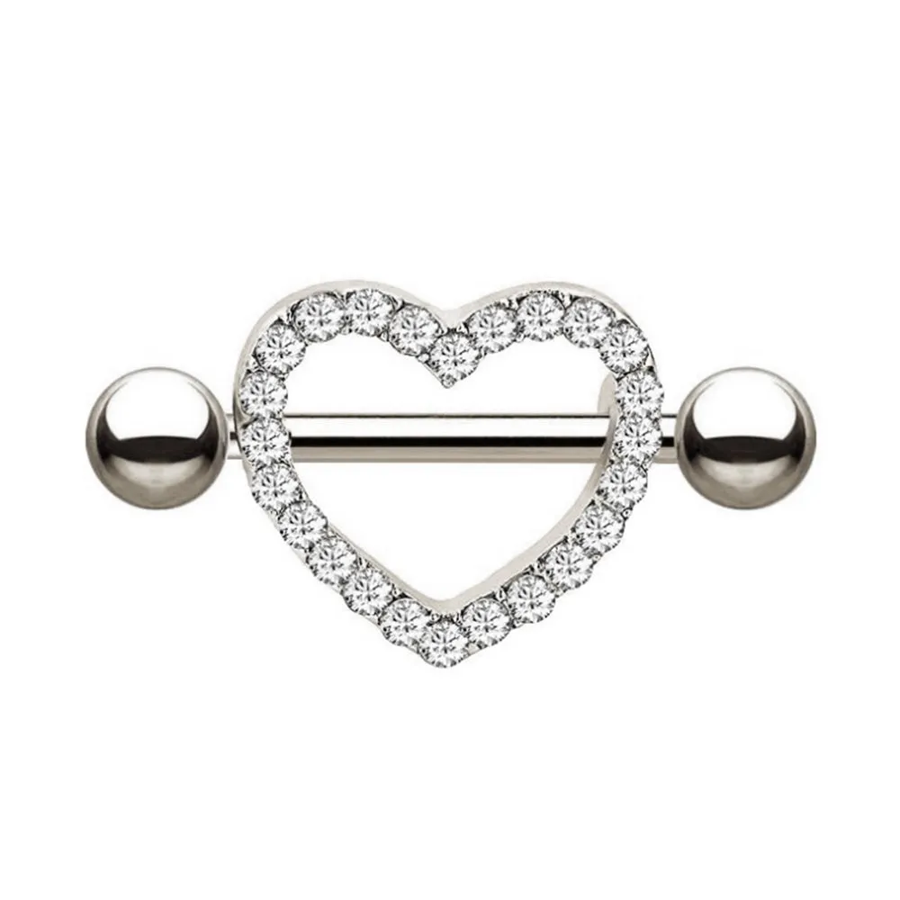 Diamond Heart Shape Nipple Shield Ring