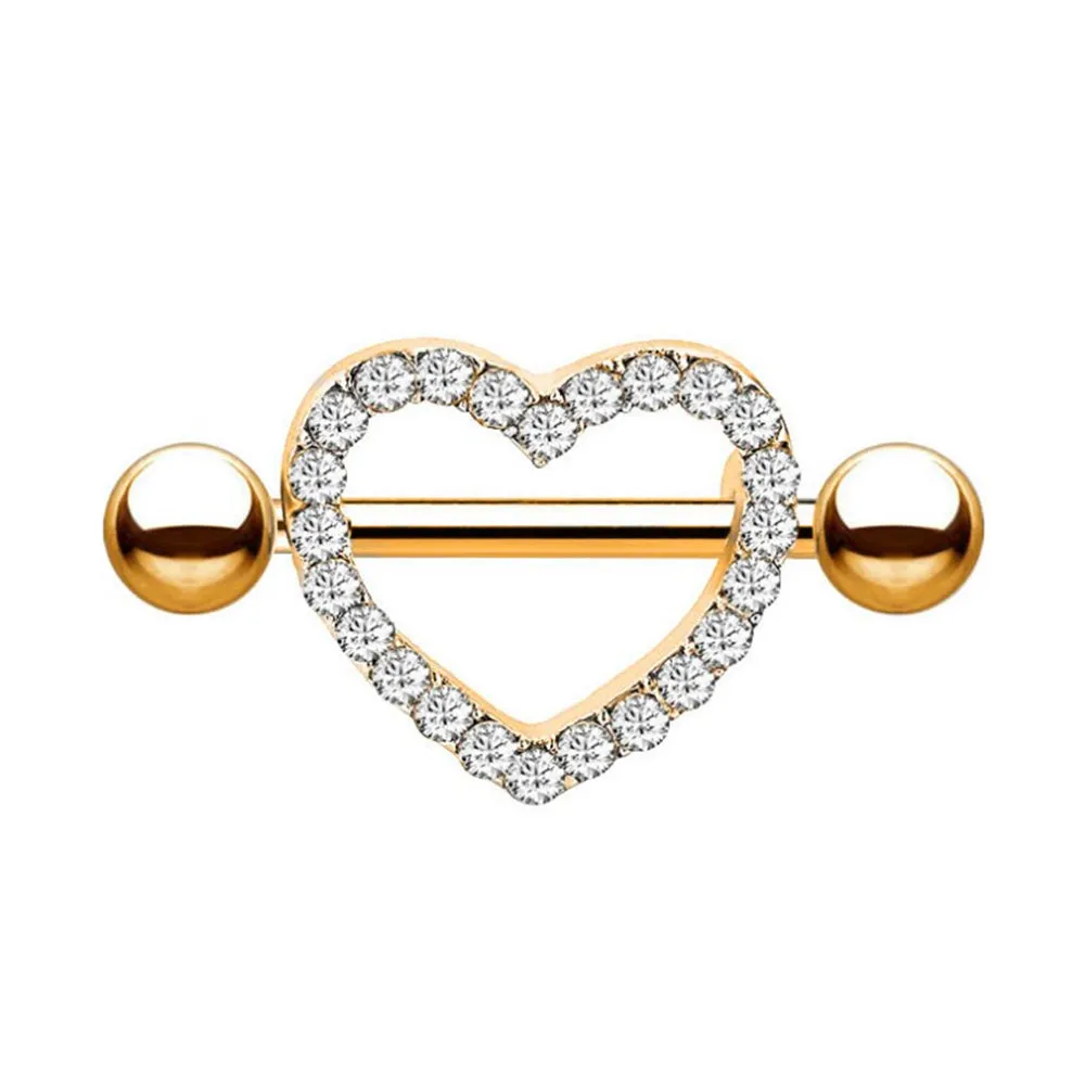 Diamond Heart Shape Nipple Shield Ring