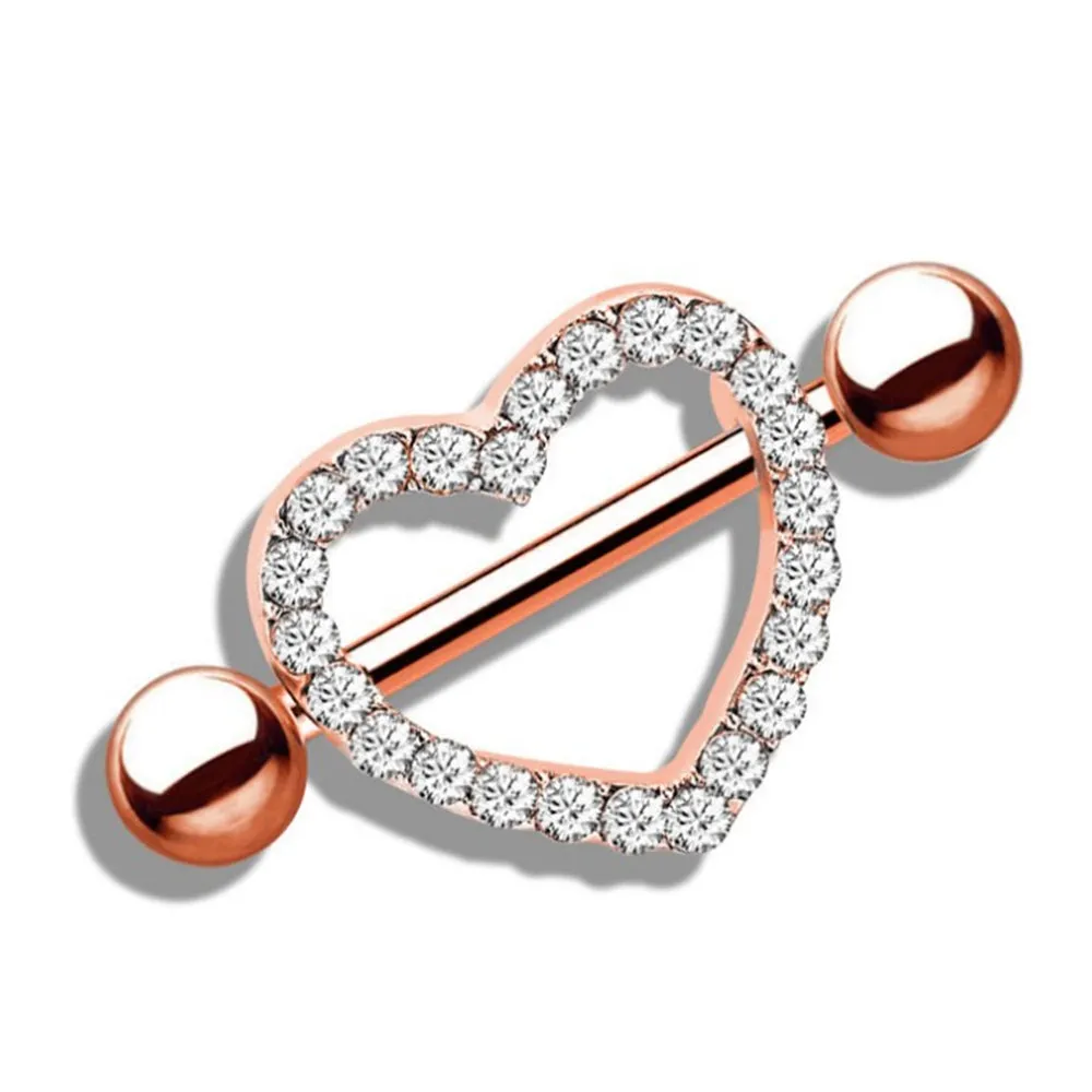 Diamond Heart Shape Nipple Shield Ring