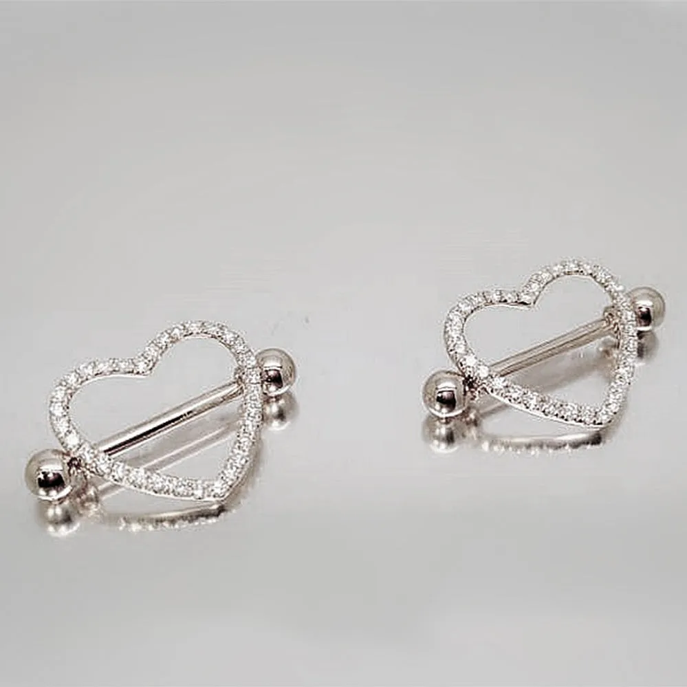 Diamond Heart Shape Nipple Shield Ring