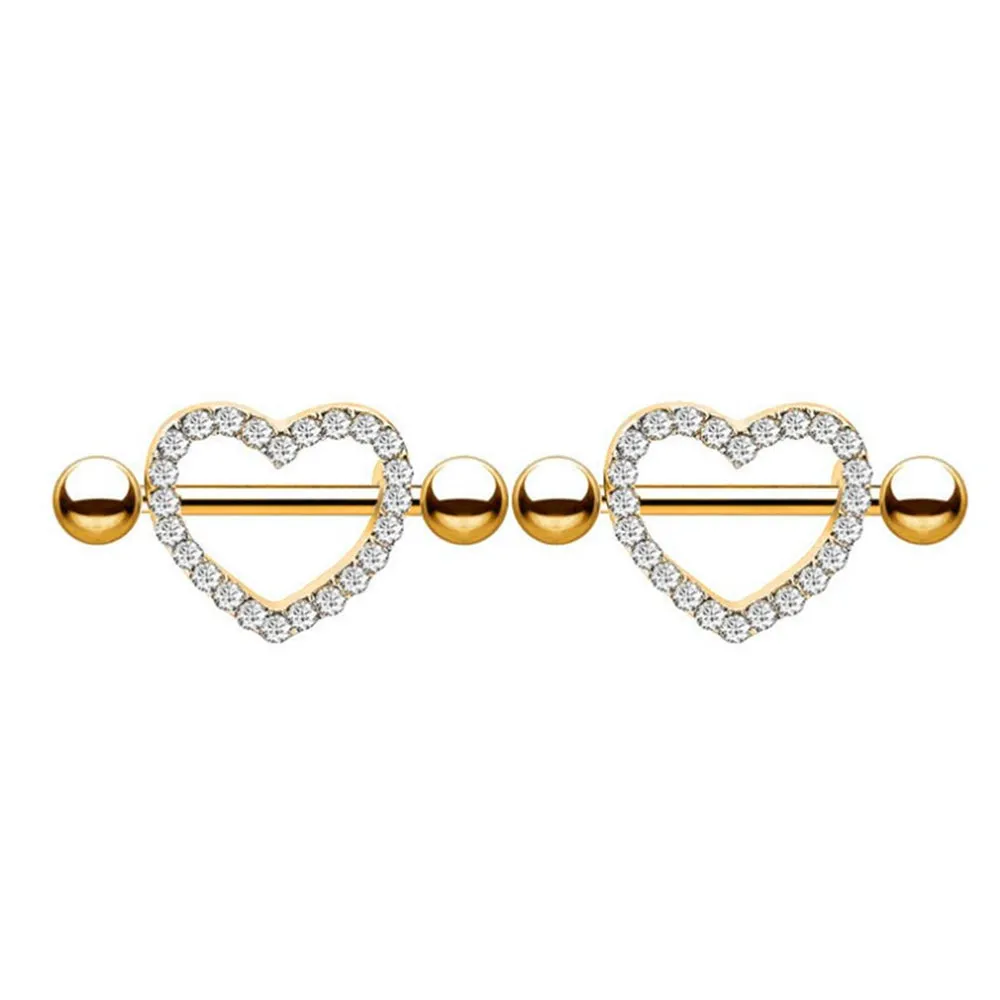 Diamond Heart Shape Nipple Shield Ring