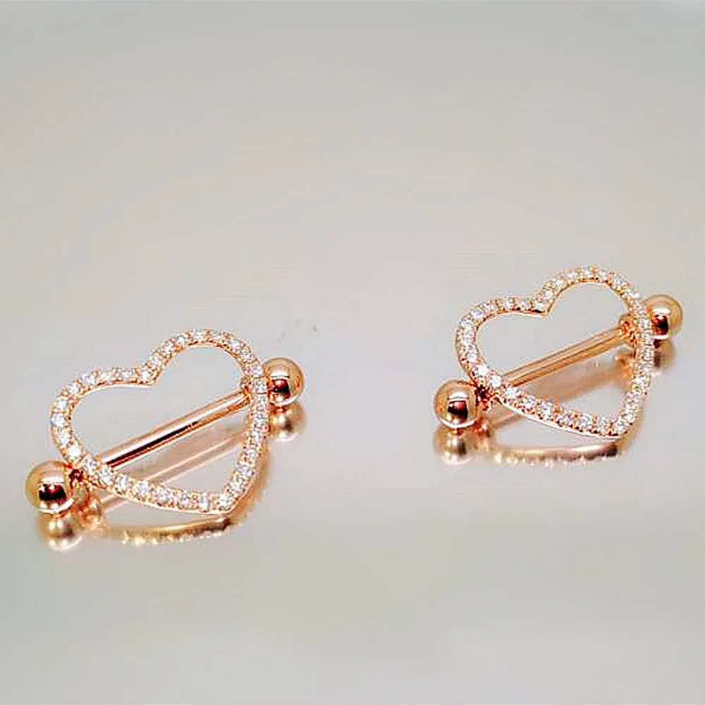 Diamond Heart Shape Nipple Shield Ring
