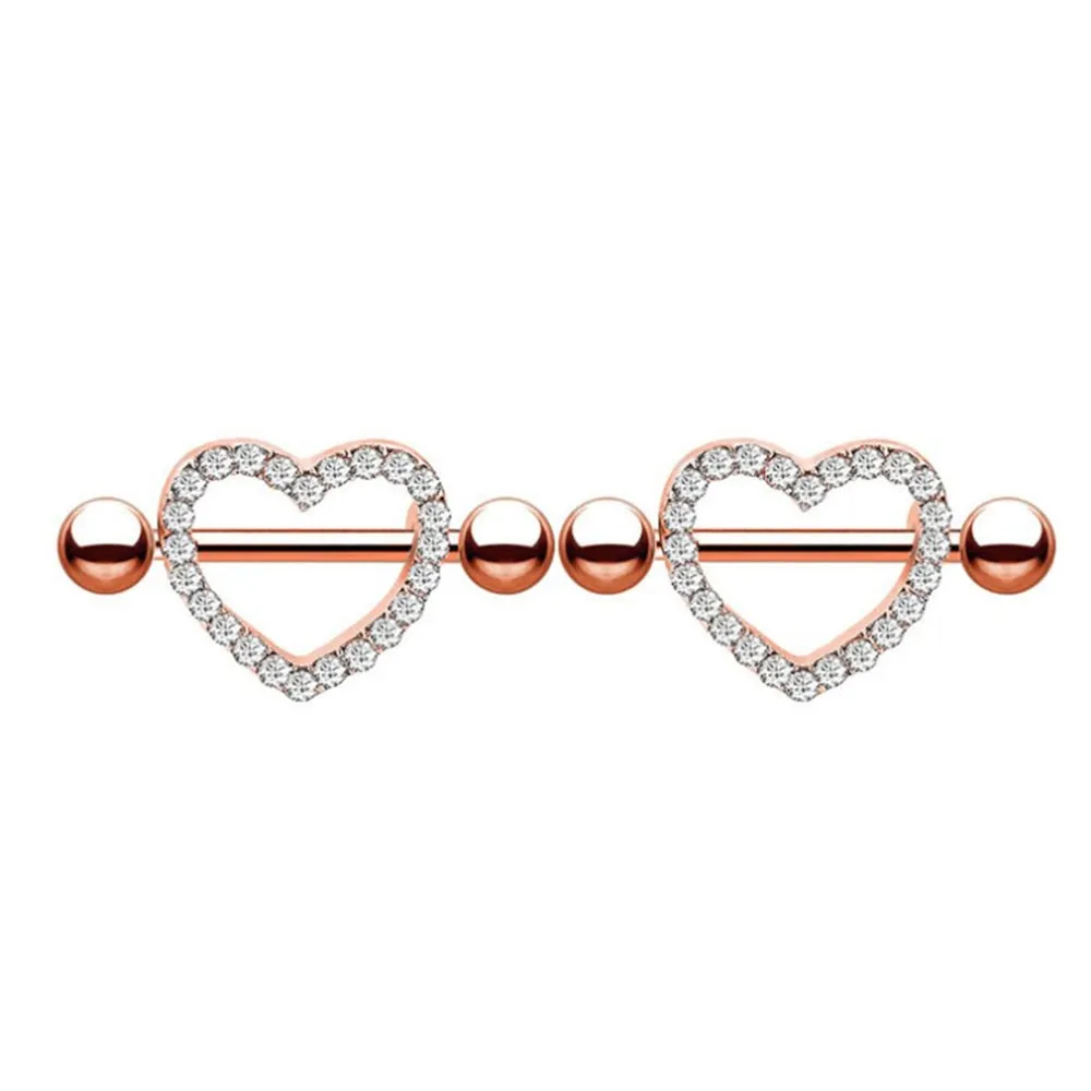 Diamond Heart Shape Nipple Shield Ring