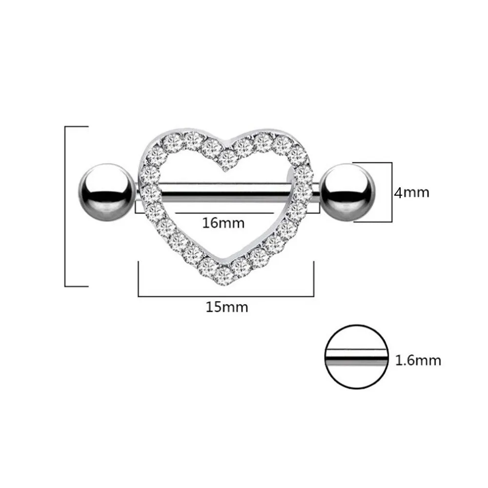 Diamond Heart Shape Nipple Shield Ring