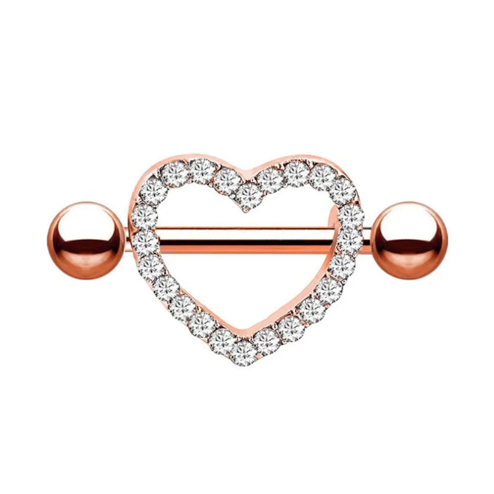 Diamond Heart Shape Nipple Shield Ring
