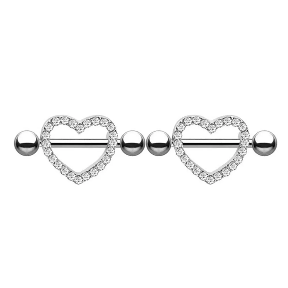 Diamond Heart Shape Nipple Shield Ring