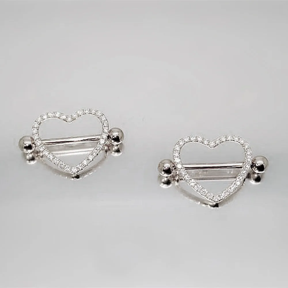 Diamond Heart Shape Nipple Shield Ring