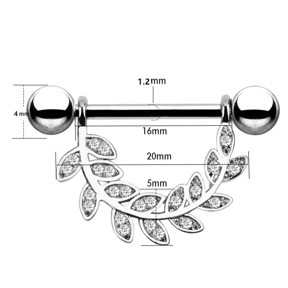 Diamond Leaf Nipple Ring