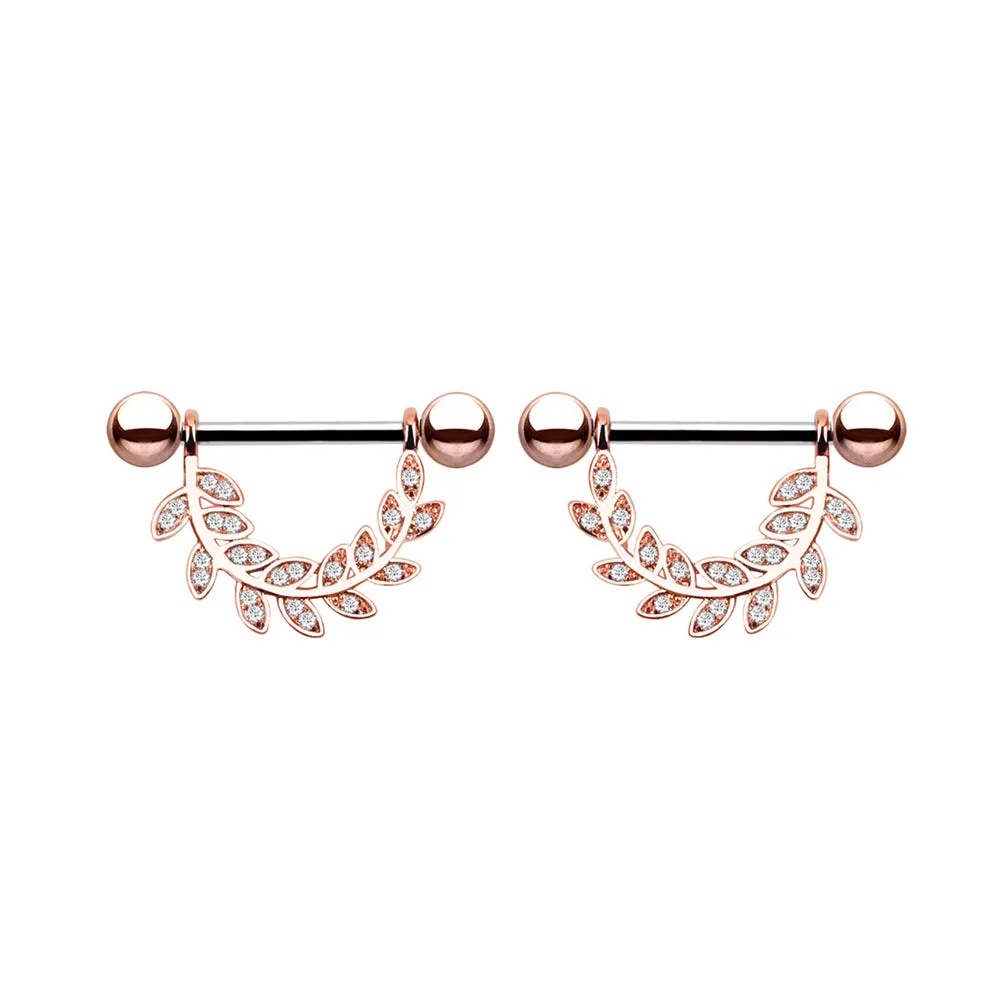 Diamond Leaf Nipple Ring