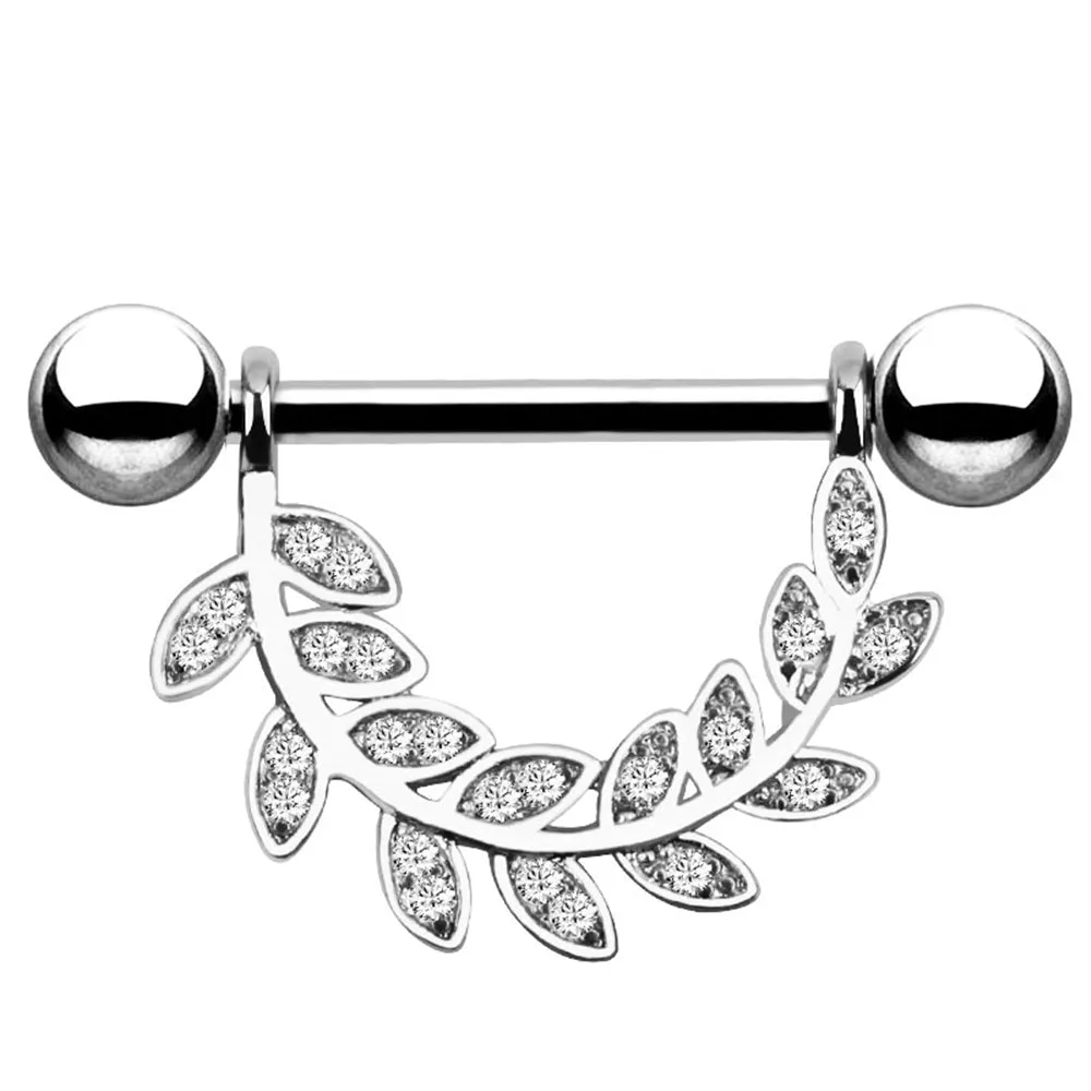 Diamond Leaf Nipple Ring