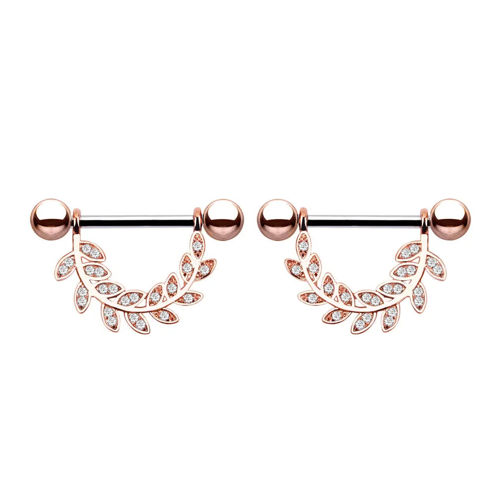 Diamond Leaf Nipple Ring