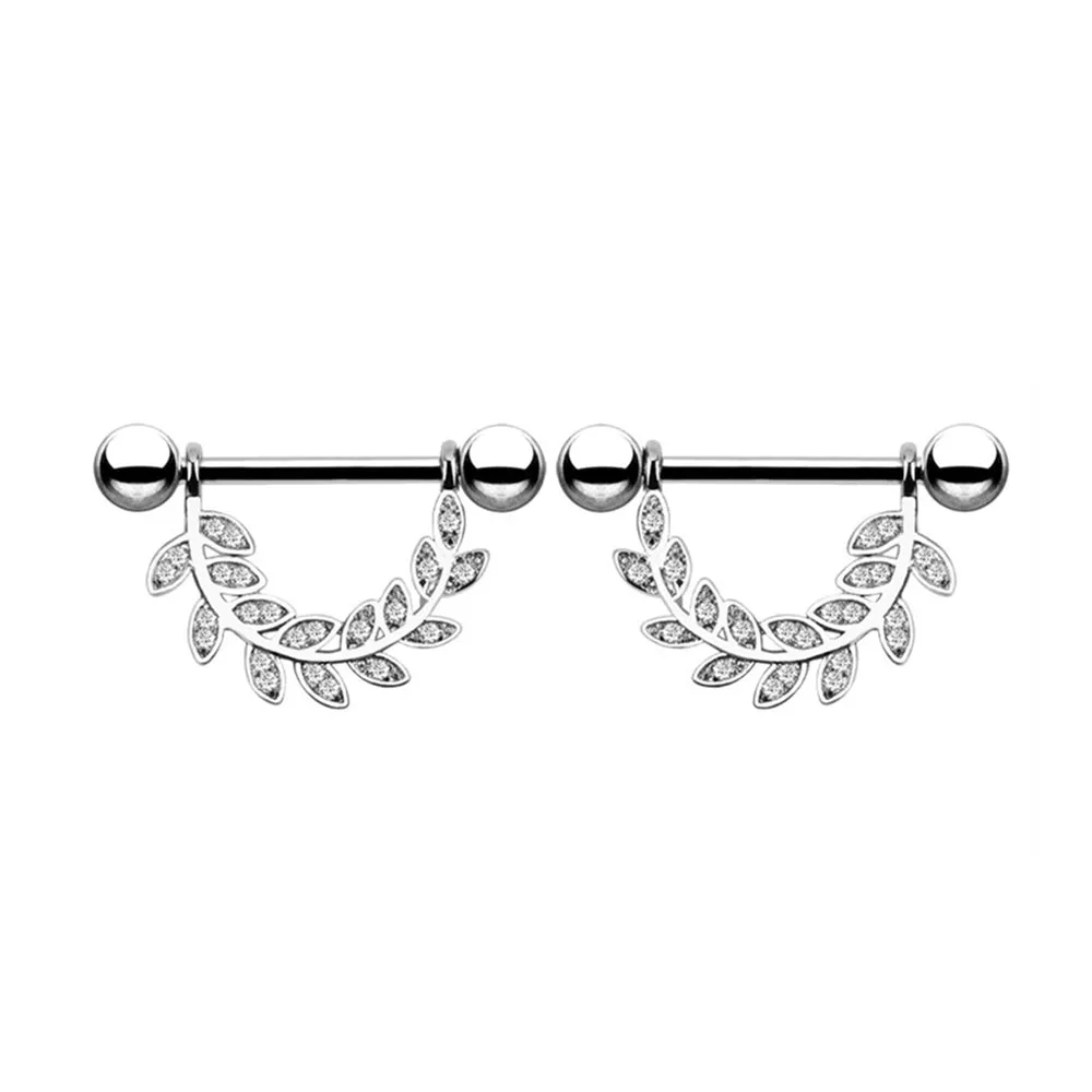 Diamond Leaf Nipple Ring