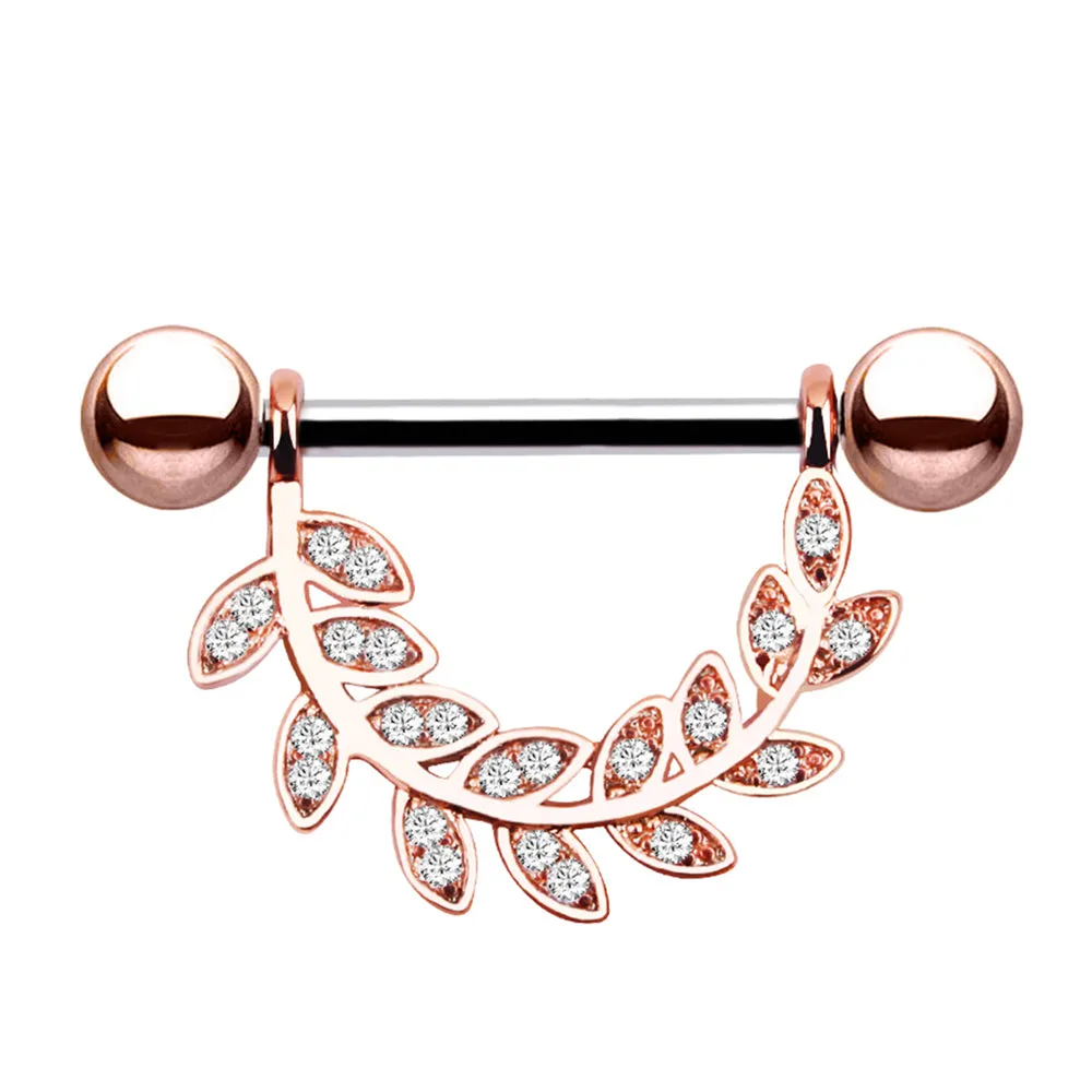 Diamond Leaf Nipple Ring
