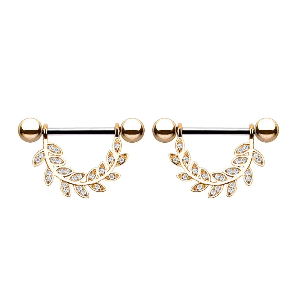 Diamond Leaf Nipple Ring