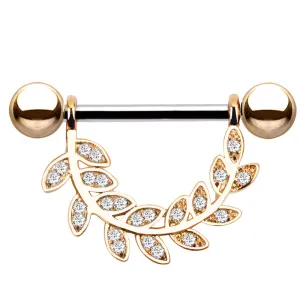 Diamond Leaf Nipple Ring