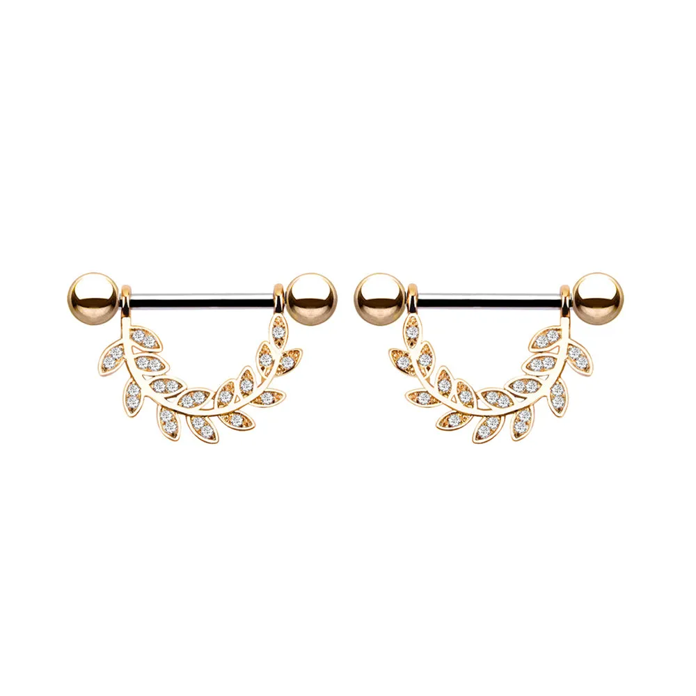 Diamond Leaf Nipple Ring