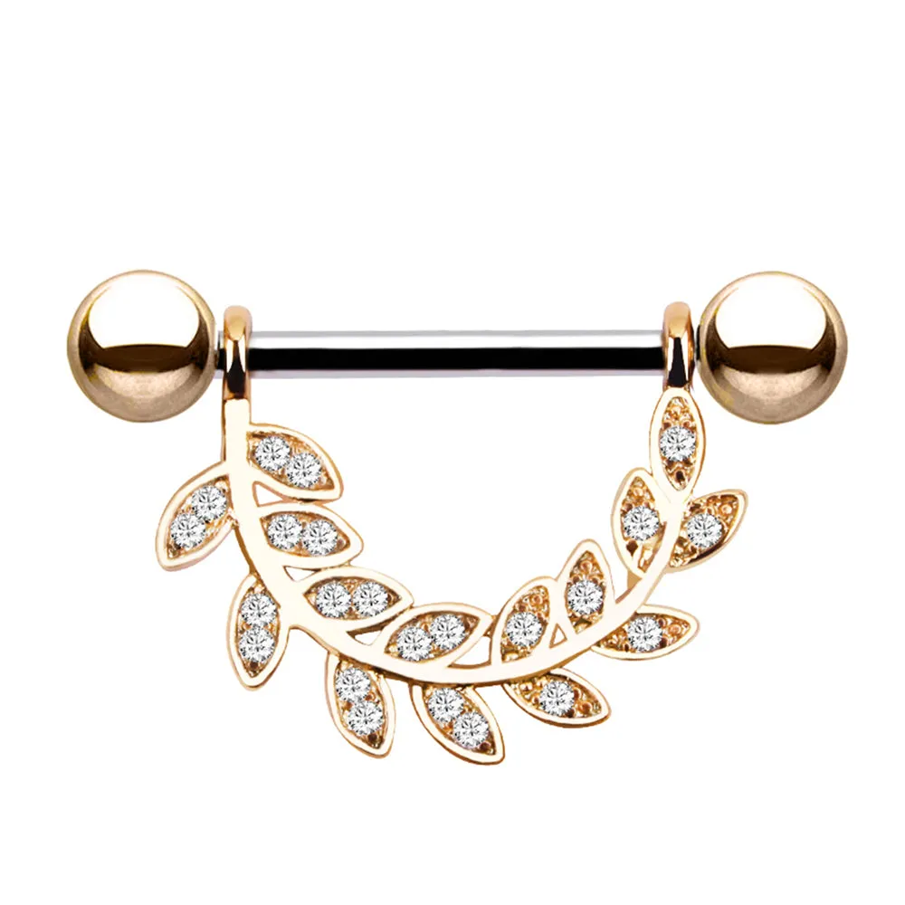 Diamond Leaf Nipple Ring