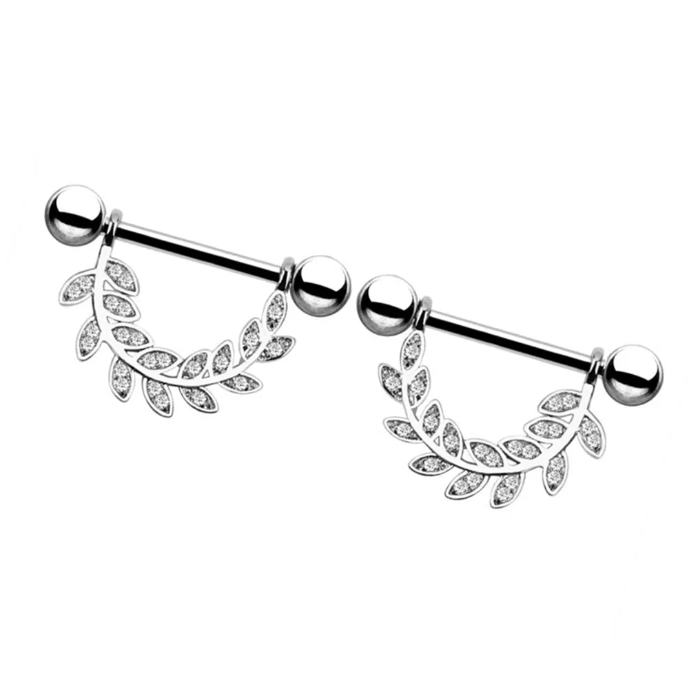 Diamond Leaf Nipple Ring