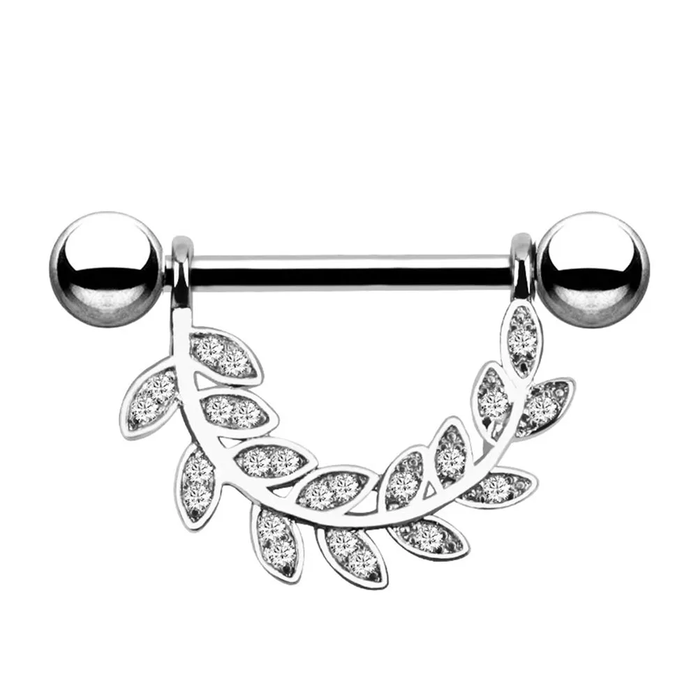 Diamond Leaf Nipple Ring