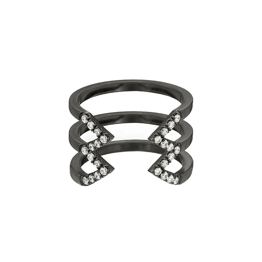 Diamond Stacked Dagger Ring | Black Gold