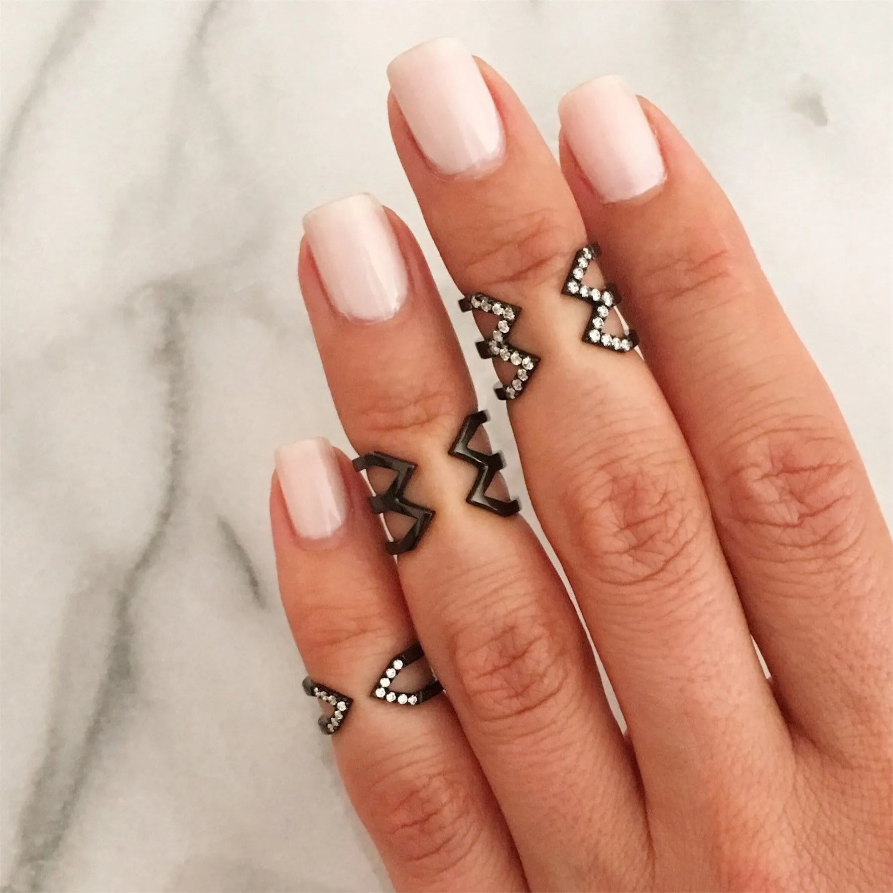 Diamond Stacked Dagger Ring - Midi | Black Gold