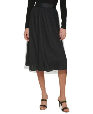 DKNY Women's Mixed-Media Logo-Waist Pull-On Skirt P2IN1ORQ