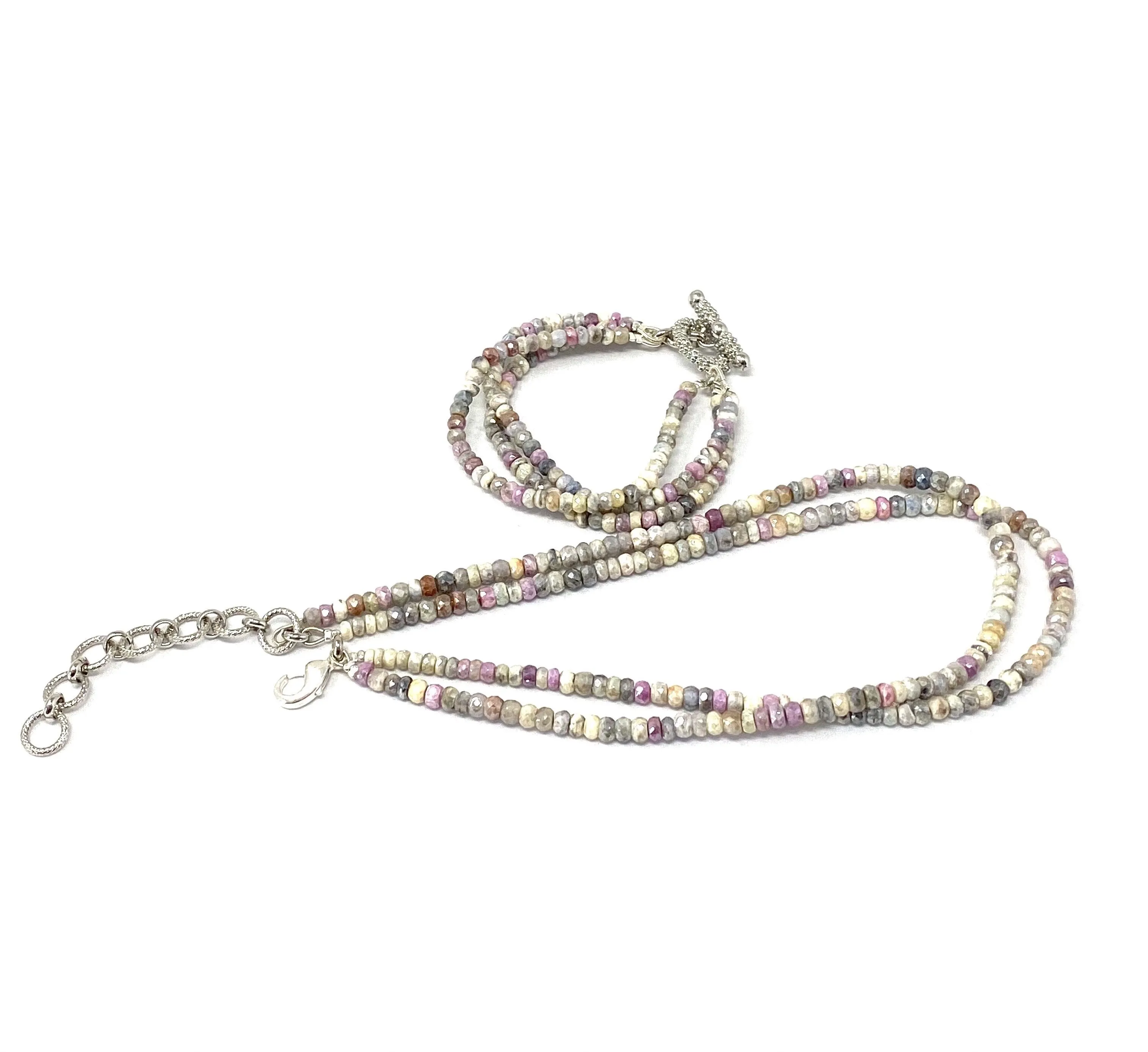 Double Strand Pastel Silverite Necklace