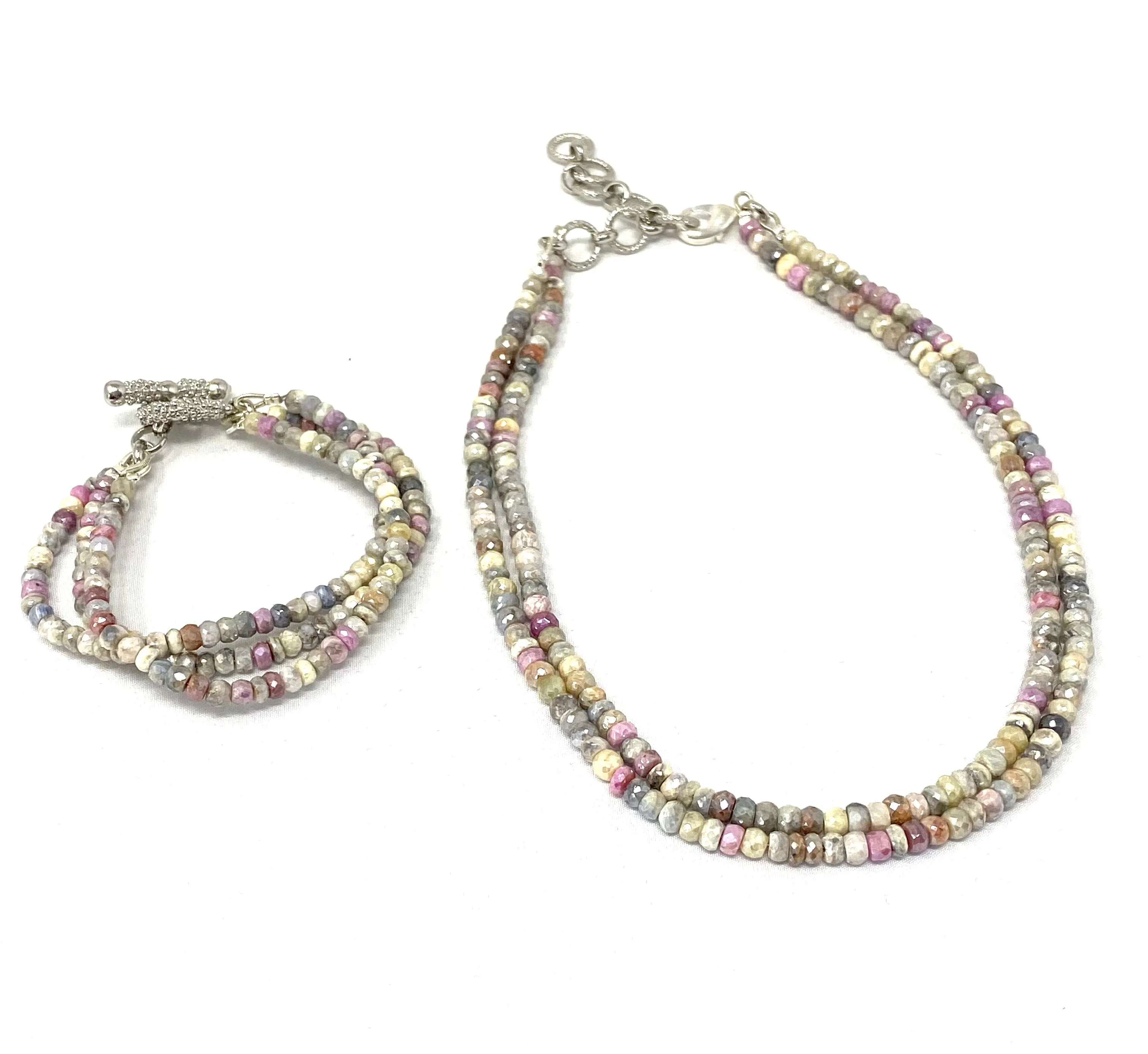 Double Strand Pastel Silverite Necklace