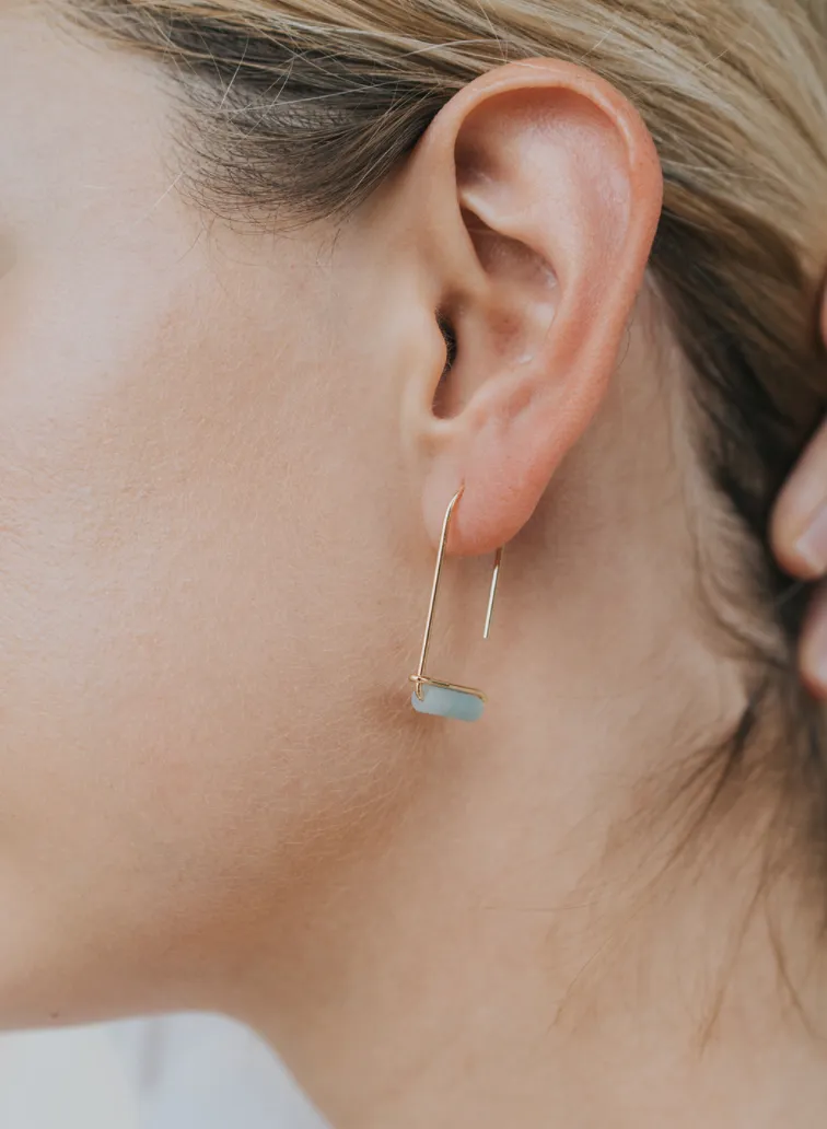 Drop - Amazonite - Gold Earrings