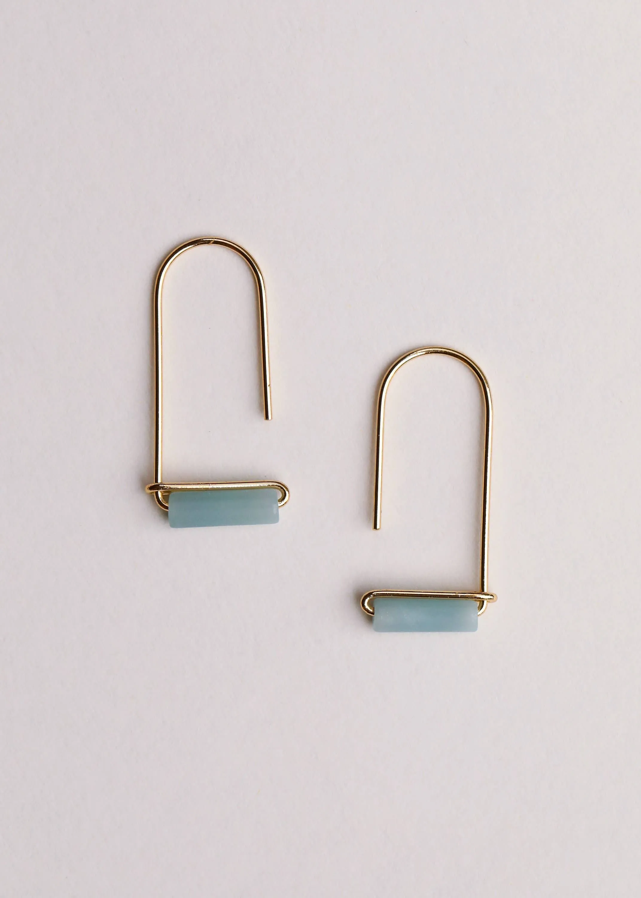 Drop - Amazonite - Gold Earrings