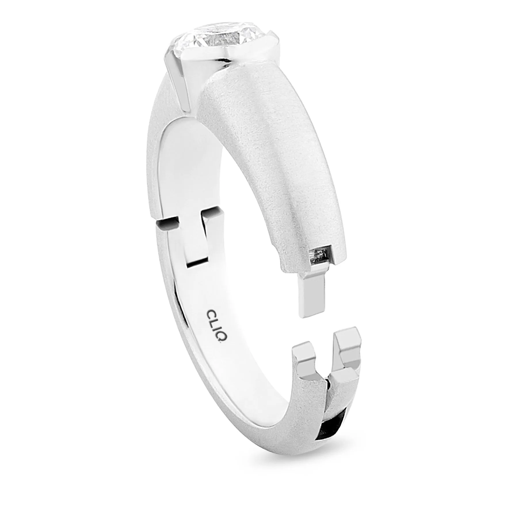 Eclipse Solitaire Engagement Ring with Textured Finish