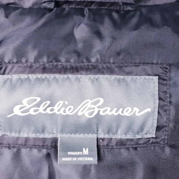 Eddie Bauer Women's 2-Tone 650 Fill Down Filled Puffer Jacket Black Size Medium