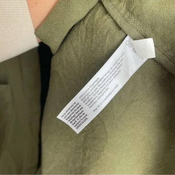 Eileen Fisher‎ Collarless Organic Cotton Olive Green Jacket Women's Size Medium