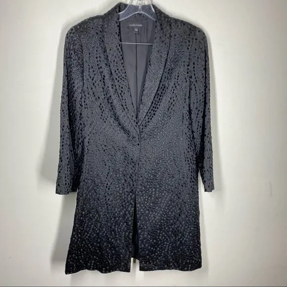 Eileen Fisher Embroidered Dot Textured Coat sz XS