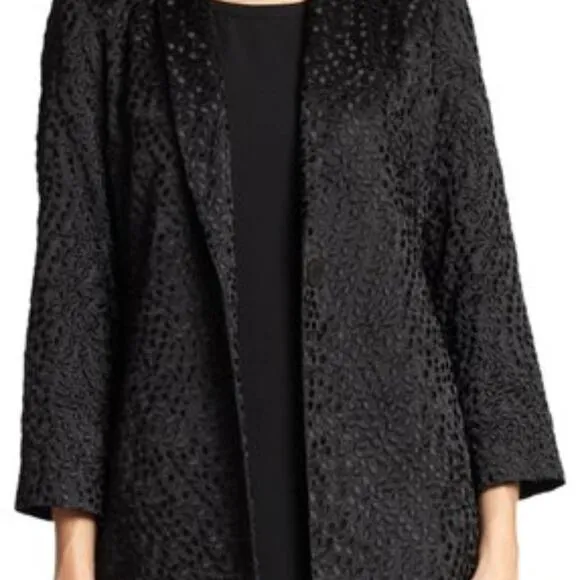 Eileen Fisher Embroidered Dot Textured Coat sz XS