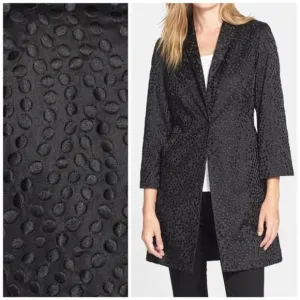 Eileen Fisher Embroidered Dot Textured Coat sz XS